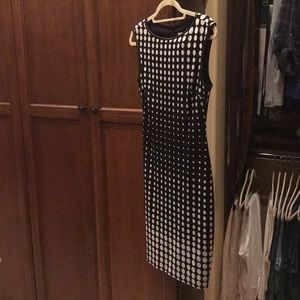 Cache black polka dot bodycon midi dress size 6